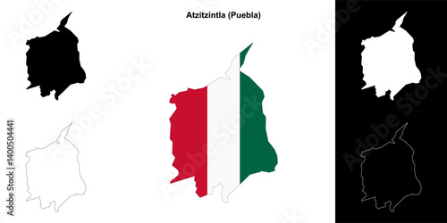 Atzitzintla municipality (Puebla) outline map set