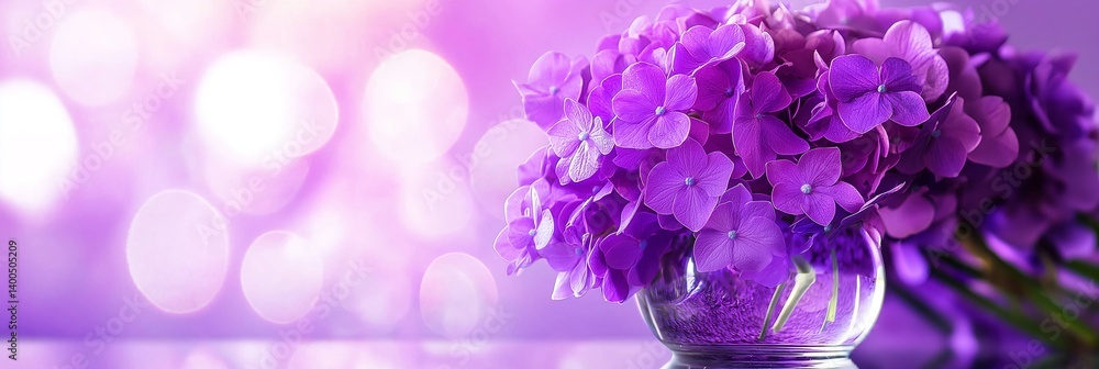 A beautiful arrangement of purple flowers in a clear vase.