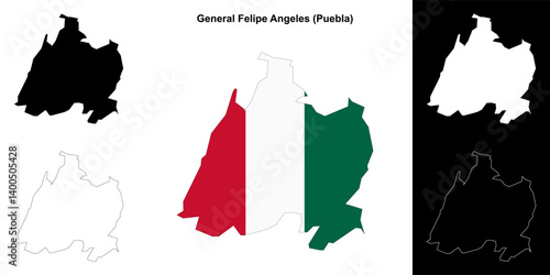General Felipe Angeles municipality (Puebla) outline map set