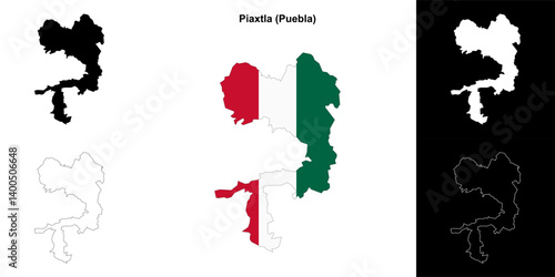 Piaxtla municipality (Puebla) outline map set