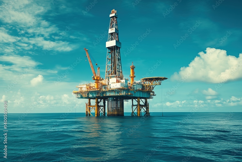 oil rig on the water view from the water oil rig on the water view from the water