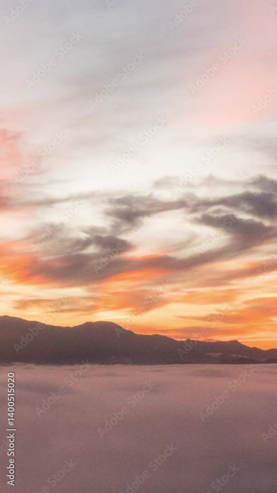 A peaceful 4K timelapse loop capturing dense stratus clouds slowly drifting through lush mountain ridges. The soft white clouds roll like mist across the valleys ,Vertical timelapse video. A peaceful 4K timelapse loop capturing dense stratus clouds slowly drifting through lush mountain ridges. The soft white clouds roll like mist across the valleys ,Vertical timelapse video.
