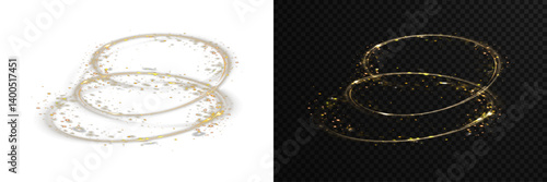 Radiant gold twirl loops in circular light motion.
Shimmering arc sparkles as glowing vector fire line.
Round light spin flows with dynamic sparkling rhythm.