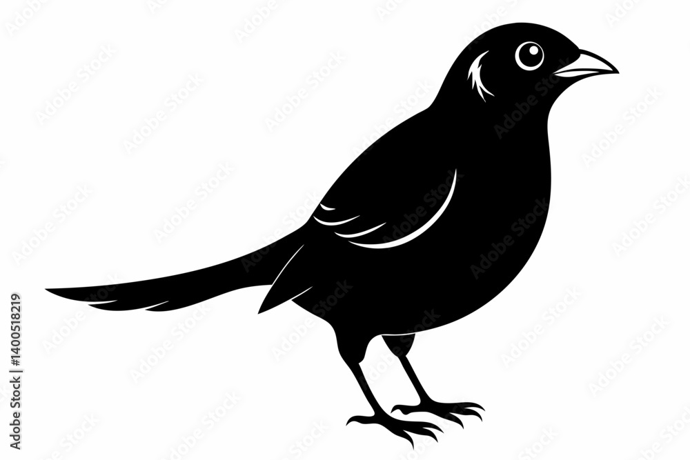 Obraz premium Bare-throated bellbird silhouette black vector