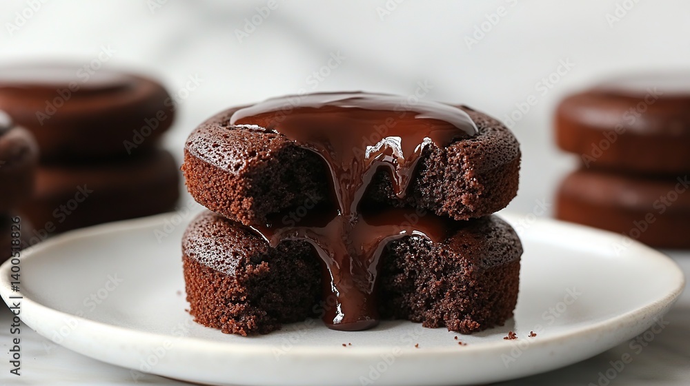 Chocolate lava cake with molten chocolate center, surrounded by soft, moist chocolate cake