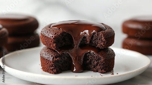 Obraz na płótnie Chocolate lava cake with molten chocolate center, surrounded by soft, moist chocolate cake w salonie