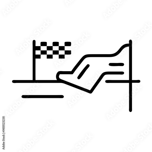 Race start with checkered flag and track outline  