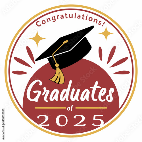 Graduation Badge Design Congratulations Graduates of 2025 with Cap Icon 04