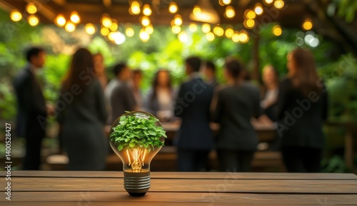 Bulb with plants, outdoor meeting