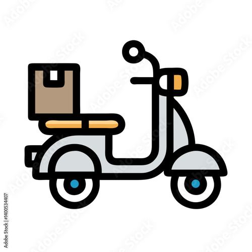 Motorbike with Rear Delivery Box Icon Design photo