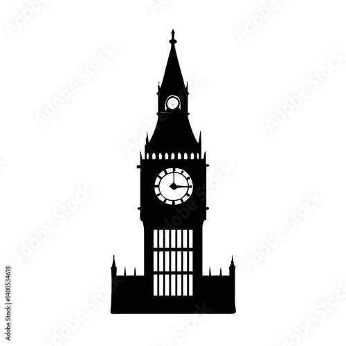 big ben icon, big ben silhouette vector illustration-simple silhouette illustration of big ben, perfect for big ben logos and icons