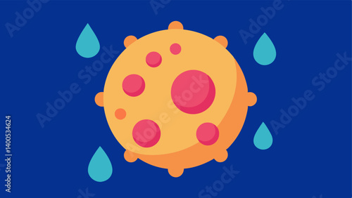 Exosome Particles A closeup of an exosome particle illustrated in a stylized manner alongside drops of oil showing their interaction.