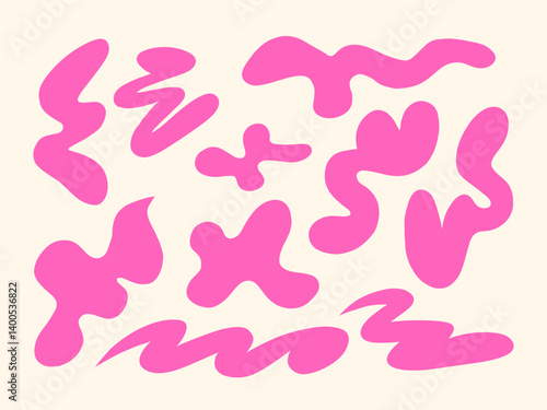 Abstract Pink Blob Shape Collection. A collection of 10 abstract pink blobs with playful curves and organic flow perfect for creative accents and modern layouts
