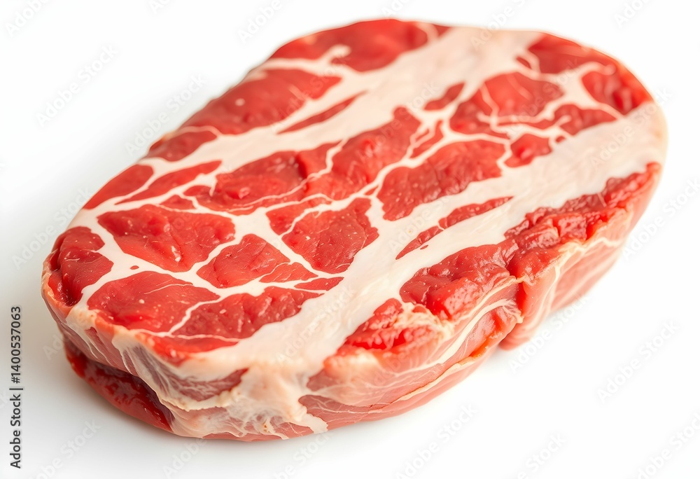 Raw beef steak, marbled meat texture, heart-shaped cut, fresh red meat, white fat marbling, butcher's choice, prime cut, gourmet cuisine ingredient, high-protein food Raw beef steak, marbled meat texture, heart-shaped cut, fresh red meat, white fat marbling, butcher's choice, prime cut, gourmet cuisine ingredient, high-protein food