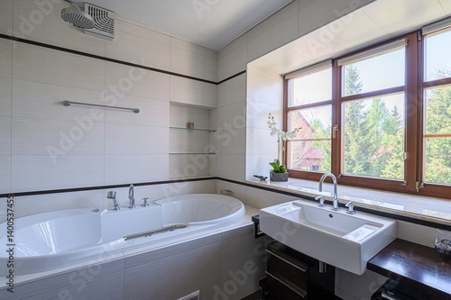 Wallpaper Mural interior apartment room bathroom, sink, decorative elements, toilet Torontodigital.ca