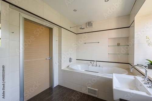 Wallpaper Mural interior apartment room bathroom, sink, decorative elements, toilet Torontodigital.ca