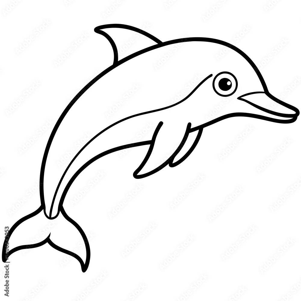 Fototapeta premium Modern Dolphin Line Drawing