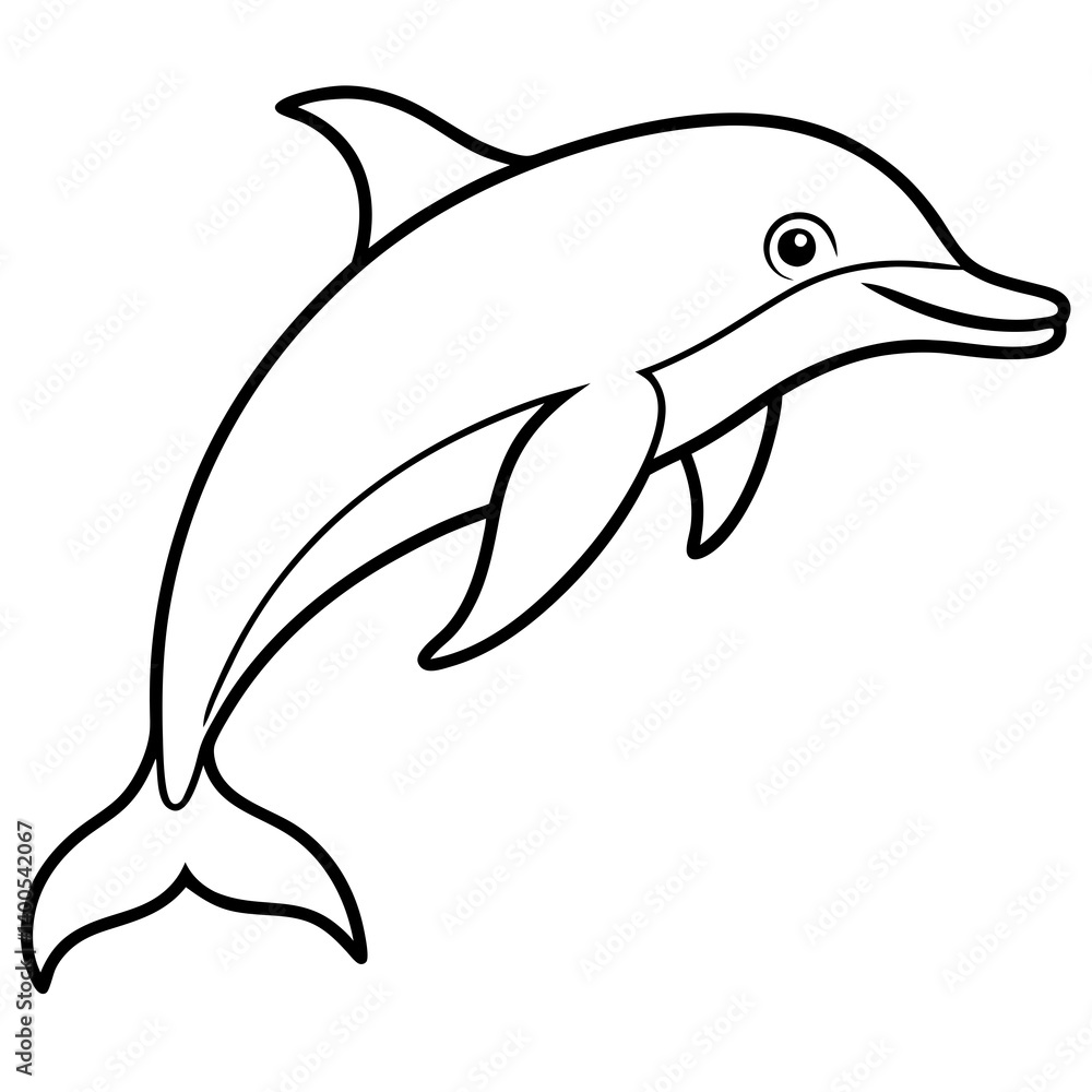 Fototapeta premium Modern Dolphin Line Drawing