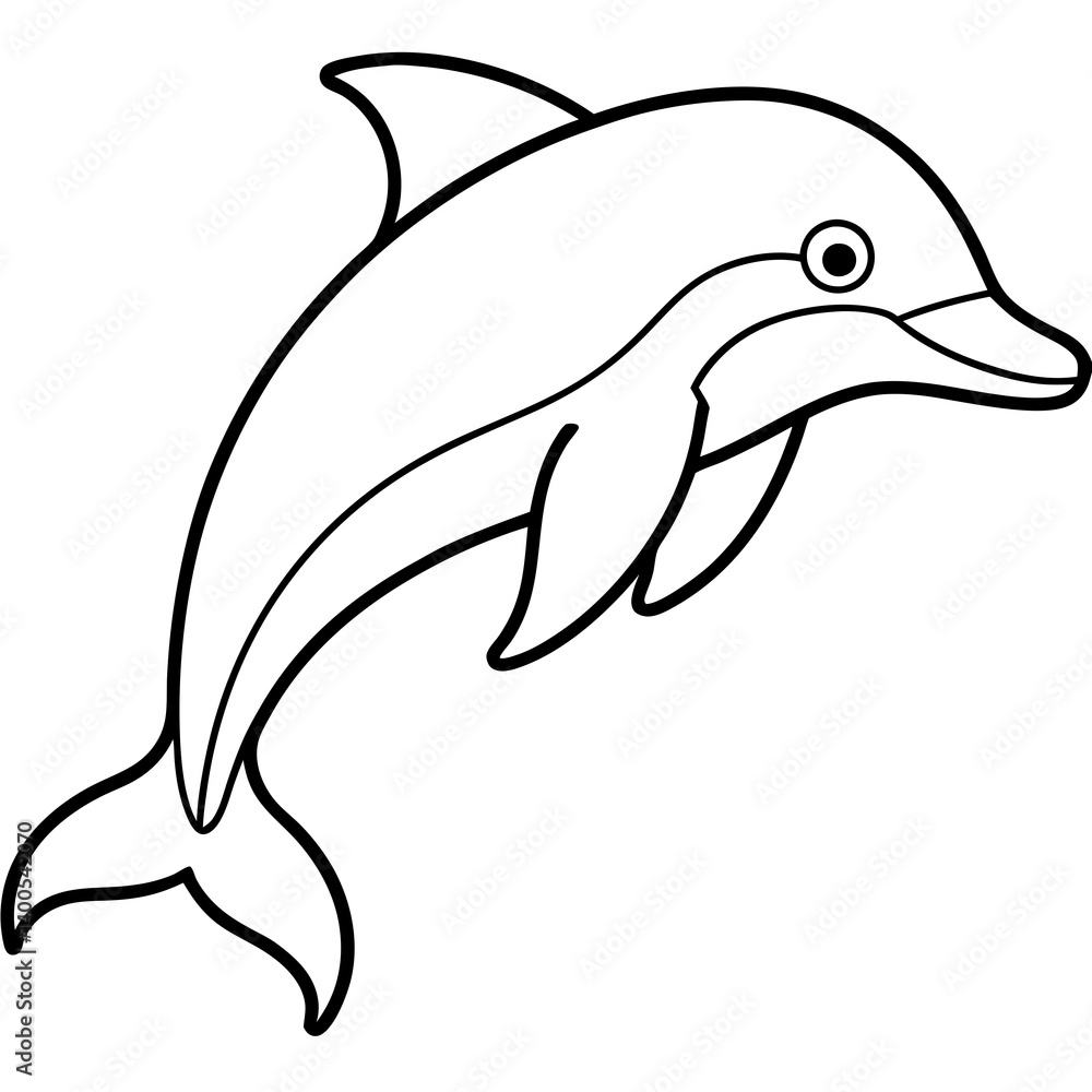 Fototapeta premium Modern Dolphin Line Drawing