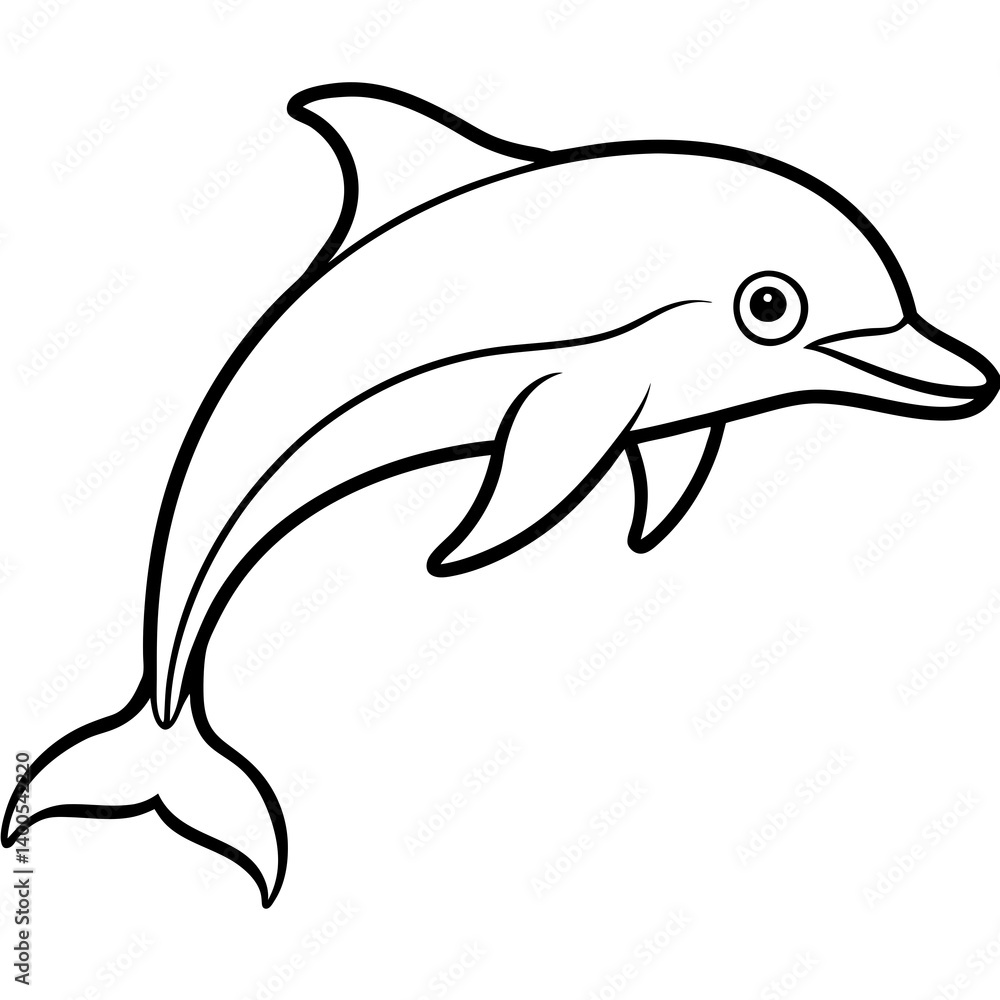 Fototapeta premium Modern Dolphin Line Drawing