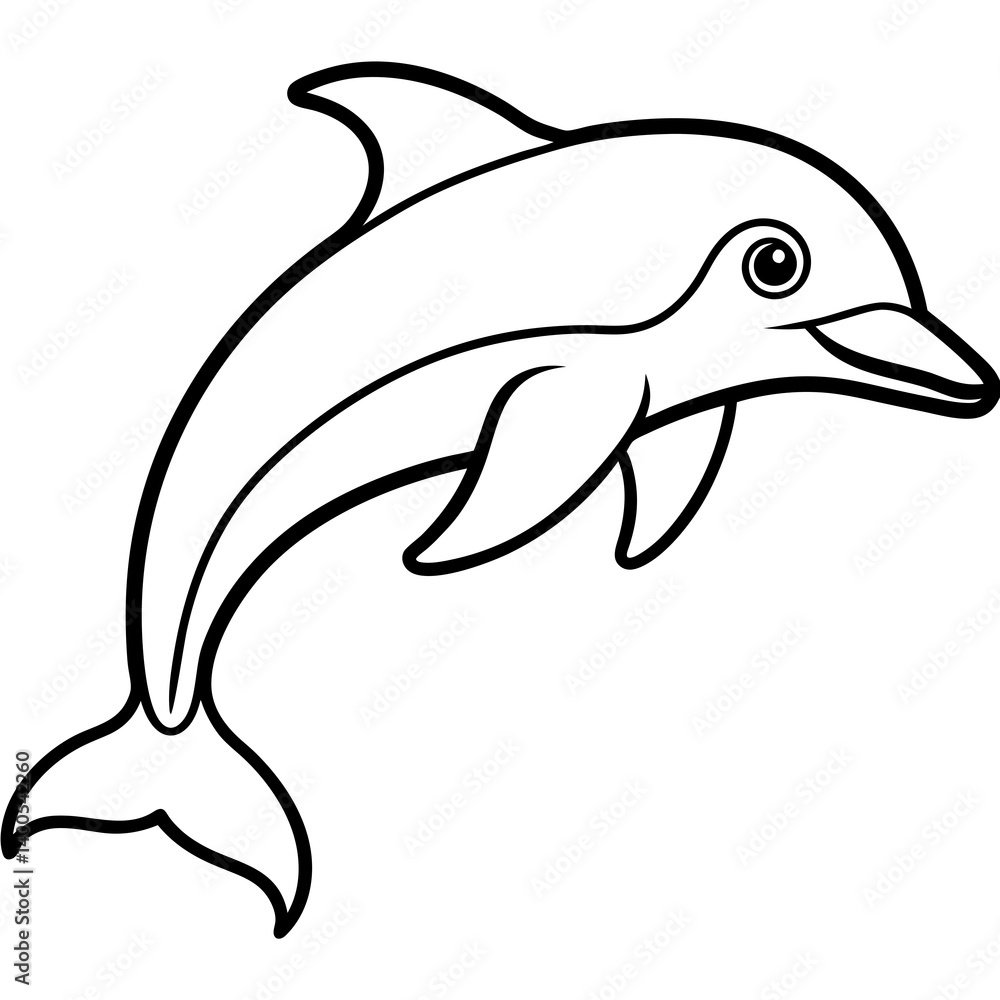 Fototapeta premium Modern Dolphin Line Drawing