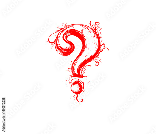 Question mark vector icon. Isolated transparent. Colored outline and filled version