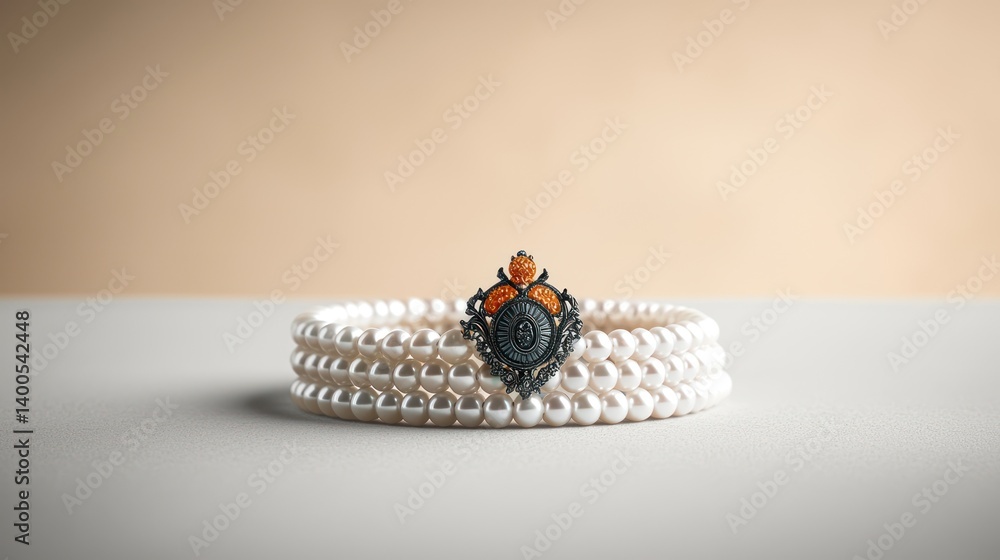 Elegant pearl bracelet with decorative pendant Elegant pearl bracelet with decorative pendant