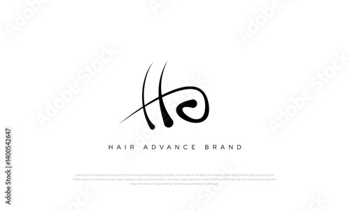 simple monogram logo letter H and a with follicle hair style.