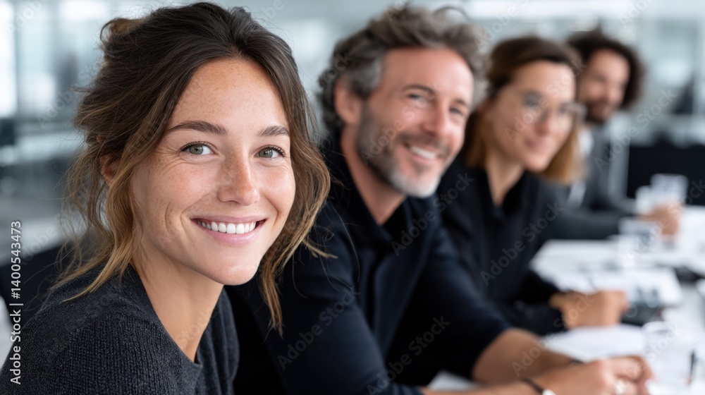 Group Collaboration in a Modern Office Setting With Diverse Professionals Engaged and Smiling Generative AI Group Collaboration in a Modern Office Setting With Diverse Professionals Engaged and Smiling Generative AI