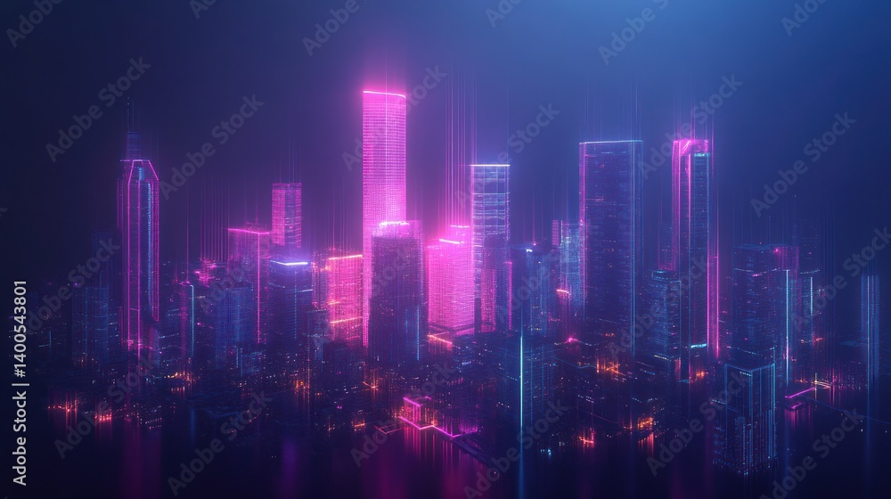 Fototapeta premium Neon Cityscape at Night (2)