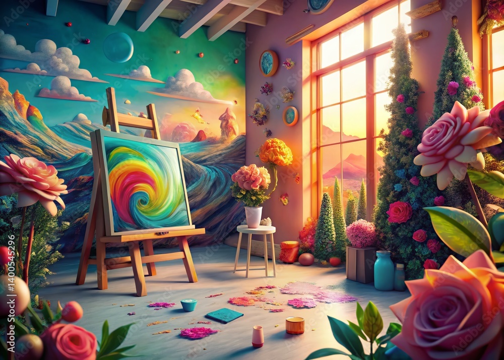 Drone View: Paint & Sip Art Studio, Colorful Atmosphere, Rose Vines