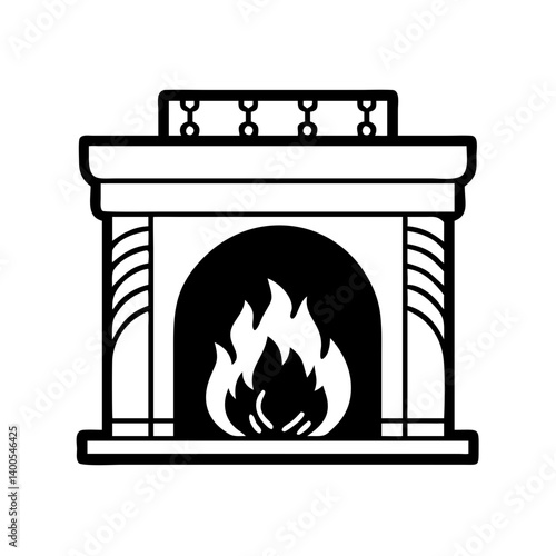 cozy fireplace icon, cozy fireplace silhouette vector illustration-simple silhouette illustration of cozy fireplace, perfect for cozy fireplace logos and icons