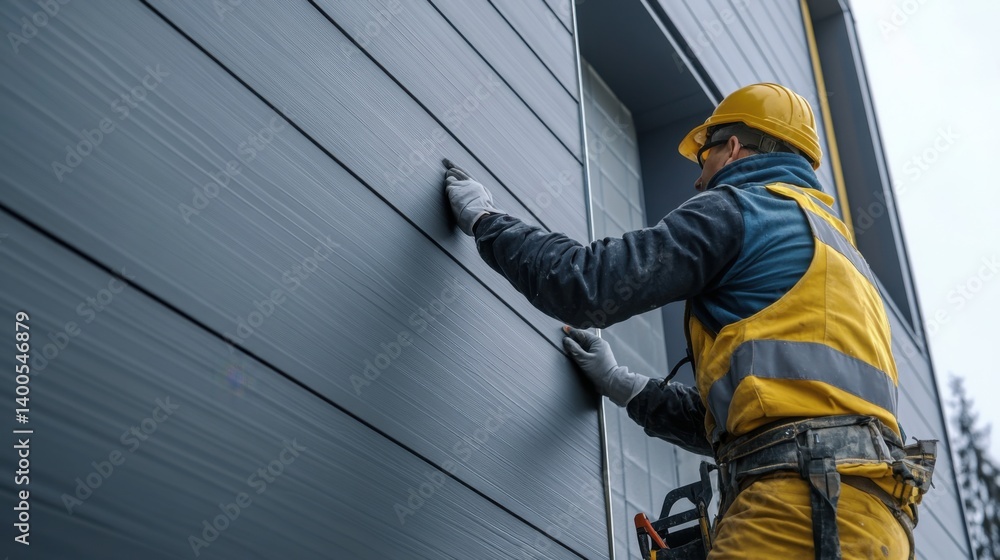custom made wallpaper toronto digitalConstruction worker installing exterior siding on a building. Featuring precision and care