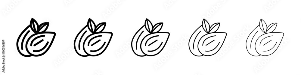 Almond icon Symbol mark in Outline style Almond icon Symbol mark in Outline style