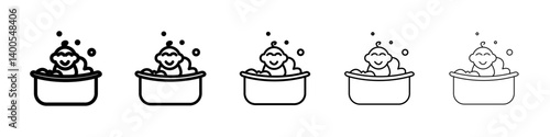 baby bath on bath tub icons Symbol mark in Outline style