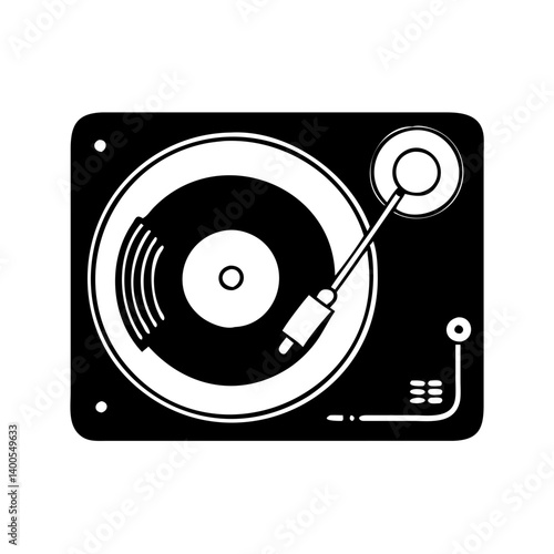 dj turntable icon, dj turntable silhouette vector illustration-simple silhouette illustration of dj turntable, perfect for dj turntable logos and icons