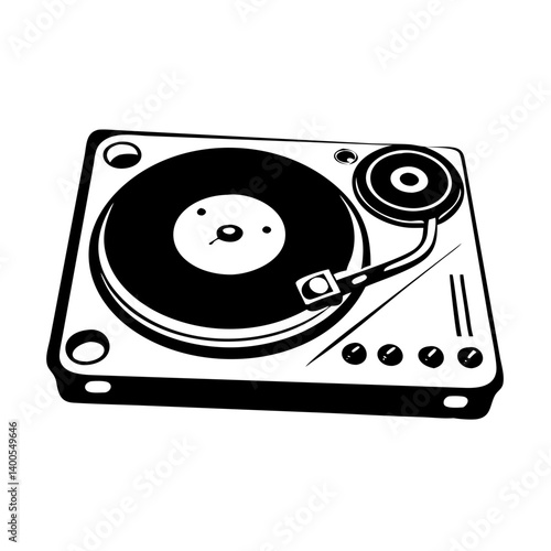 dj turntable icon, dj turntable silhouette vector illustration-simple silhouette illustration of dj turntable, perfect for dj turntable logos and icons