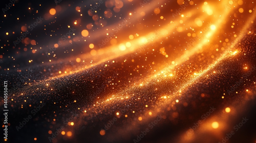 Naklejka premium Abstract Gold Background with Glowing Particles Wave Dynamic Composition Light Effects
