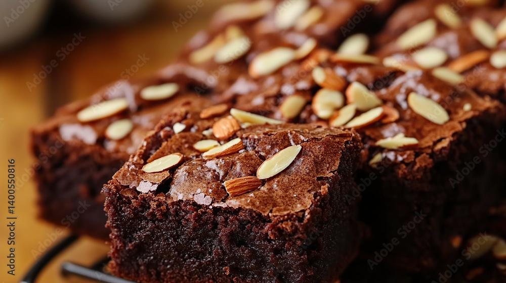 Moist and fudgy brownies topped with slivered almonds for a delicious crunch