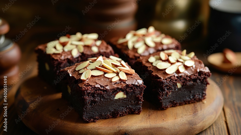 Moist and fudgy brownies topped with slivered almonds for a delicious crunch