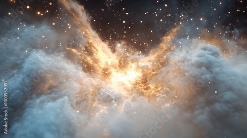 Golden Sparkles Rise From Smoke Cloud Abstract Background Image