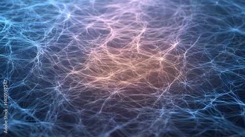 Abstract Network Connections Digital Background Blue Orange Hues