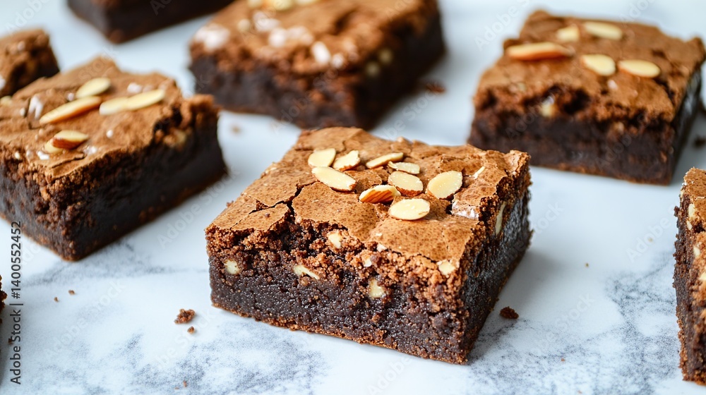 Moist and fudgy brownies topped with slivered almonds for a delicious crunch