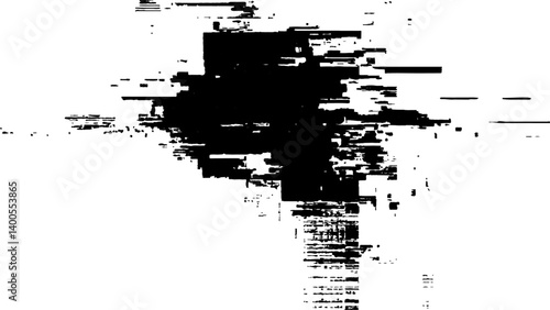 Wallpaper Mural Abstract distorted black, white motion glitch overlay effect distress texture. Black grunge, white background. Torontodigital.ca