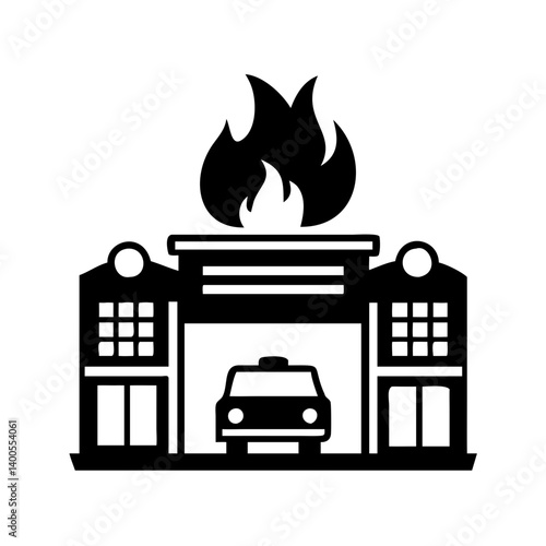 fire station icon, fire station silhouette vector illustration-simple silhouette illustration of fire station, perfect for fire station logos and icons