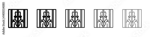 Criminal behind bars icon Symbol mark in Outline style