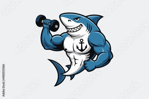 muscle shark illustration vector