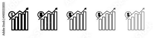Dollar rate increase icon Symbol mark in Outline style