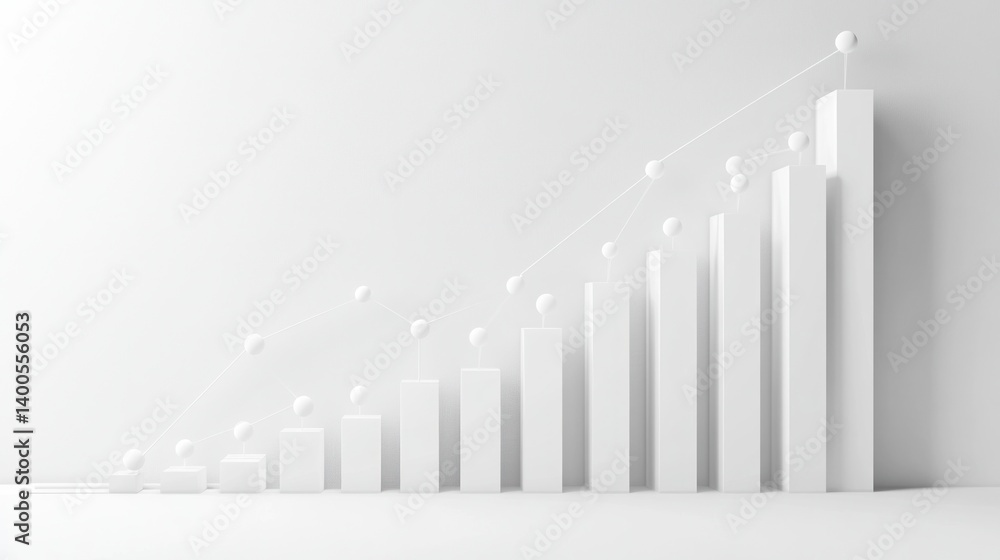 Obraz premium White 3D Growth Chart in Minimalist Setting