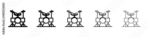 Drum set icon Symbol mark in Outline style